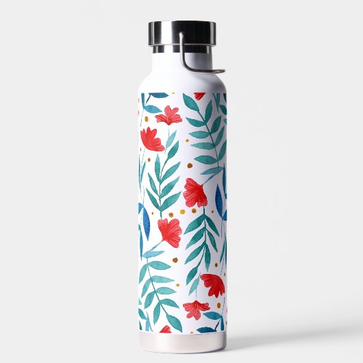 Magische tuin - rode en turkooizen waterfles (Links)