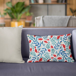 Magische tuin - rood en turquoise accent kussen