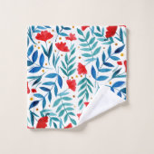 Magische tuin - rood en turquoise bad handdoek (Wasdoekje)