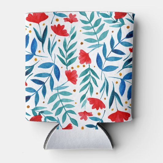 Magische tuin - rood en turquoise blikjeskoeler (Voorkant)