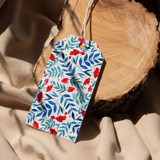 Magische tuin - rood en turquoise cadeaulabel