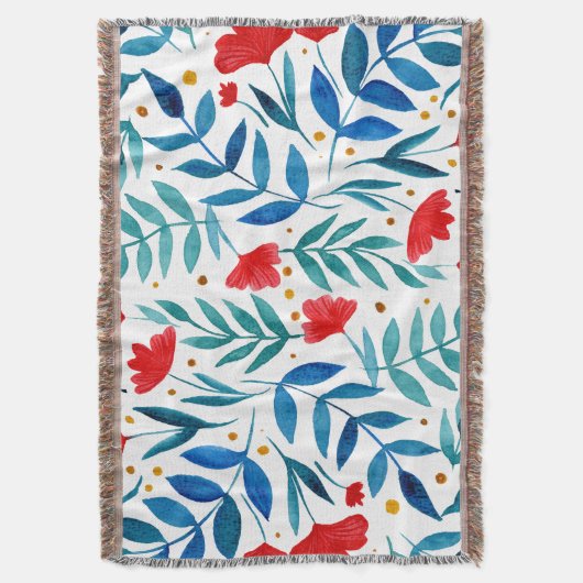 Magische tuin - rood en turquoise deken (Voorkant Verticaal)