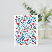 Magische tuin - rood en turquoise feestdagenkaart (Staand voorkant)