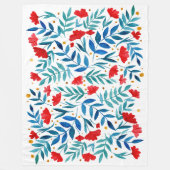 Magische tuin - rood en turquoise. fleece deken (Voorkant)