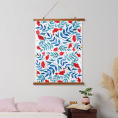 Magische tuin - rood en turquoise hangend wandkleed (Slaapkamer)