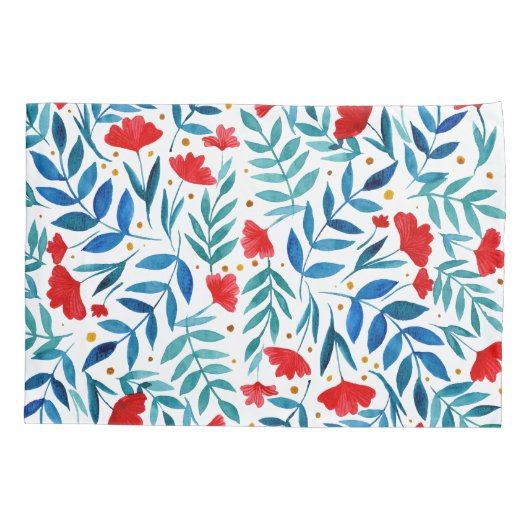 Magische tuin - rood en turquoise kussensloop (Achterkant)