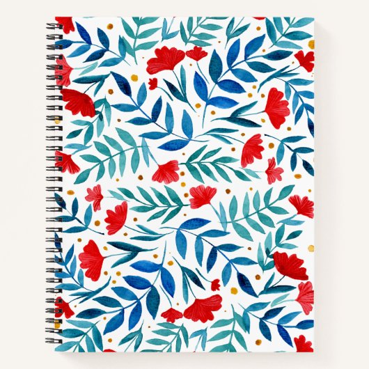 Magische tuin - rood en turquoise notitieboek (Voorkant)