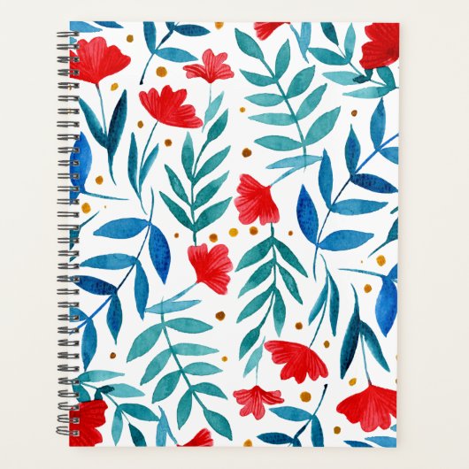 Magische tuin - rood en turquoise planner (Voorkant)