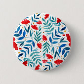 Magische tuin - rood en turquoise ronde button 5,7 cm (Voorkant)