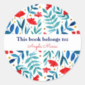 Magische tuin - rood en turquoise ronde sticker (Voorkant)