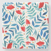 Magische tuin - rood en turquoise stenen onderzetter (Voorkant)