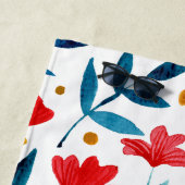 Magische tuin - rood en turquoise strandlaken (In situ)