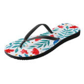 Magische tuin - rood en turquoise teenslippers (Schuin)