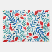 Magische tuin - rood en turquoise theedoek (Horizontaal)