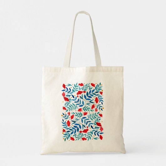Magische tuin - rood en turquoise tote bag (Achterkant)