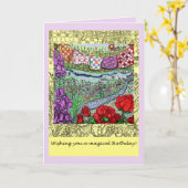 Magische tuin Verjaardag Wens Kaart (Gele Bloem)