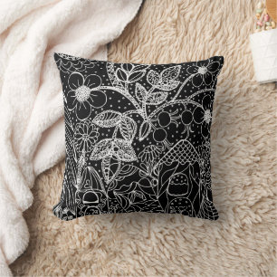 Magische Tuin Whimsical Inkt Patroon Kussen