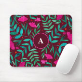 Magische tuinmagenta en groene monogram muismat (Met muis)