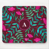 Magische tuinmagenta en groene monogram muismat (Voorkant)