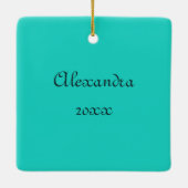 Magische turquoise kerstdraak keramisch ornament (Achterkant)