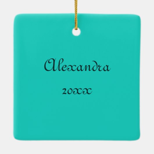 Magische turquoise kerstdraak keramisch ornament (Achterkant)