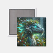 Magische turquoise kerstdraak magneet (Voorkant / Achterkant)