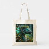Magische turquoise kerstdraak tote bag (Achterkant)