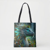 Magische turquoise kerstdraak tote bag (Voorkant)