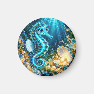 Magische Turquoise Zeepaard & Gouden Parel Onderwa Magneet