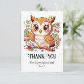 Magische  Uil Baby shower Bedankkaart (Staand voorkant)