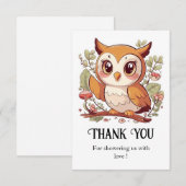 Magische  Uil Baby shower Bedankkaart (Voorkant / Achterkant)