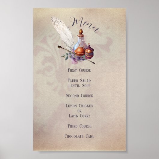 Magische Uil Baby Shower Menu Poster (Voorkant)