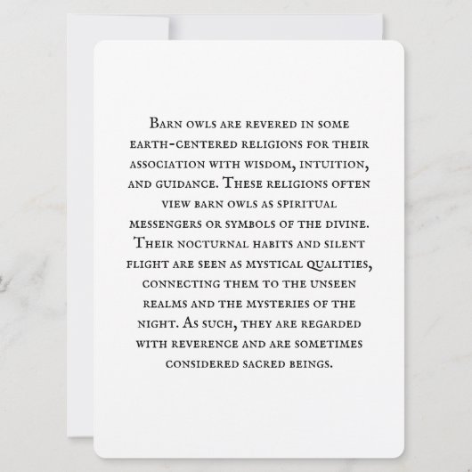 Magische Uil Informatie Kaart (Achterkant)
