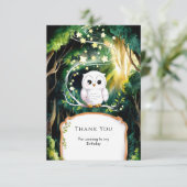 Magische Uil Verjaardag in het bos Bedankkaart (Staand voorkant)