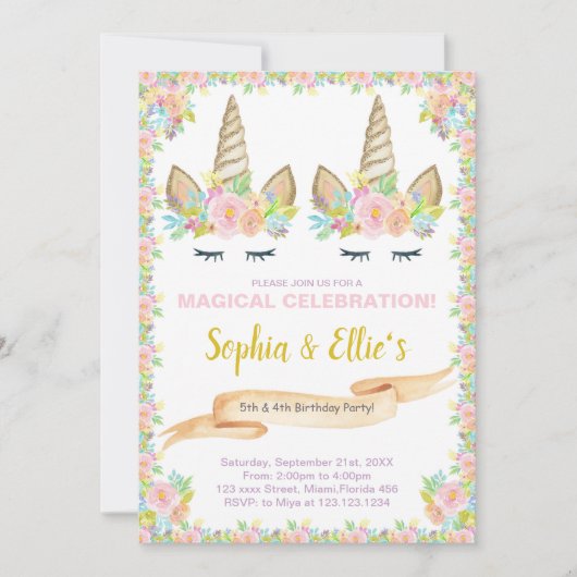 Magische uitnodiging voor Twin Girls (Voorkant)