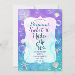 Magische Under The Sea Paarse Turquoise Sweet 16 F Kaart