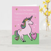 Magische Unicorn Belated Valentijnsdag Kaart (Gele Bloem)