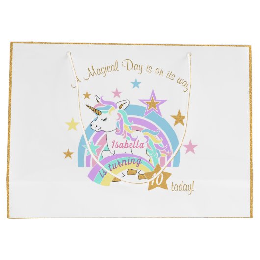 Magische Unicorn Birthday Groot Cadeauzakje (Achterkant)