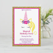 Magische Unicorn Birthday Kaart (Staand voorkant)