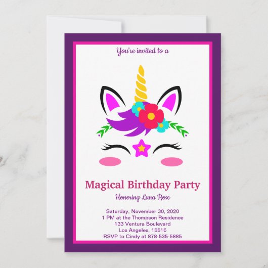 Magische Unicorn Birthday Kaart (Voorkant)