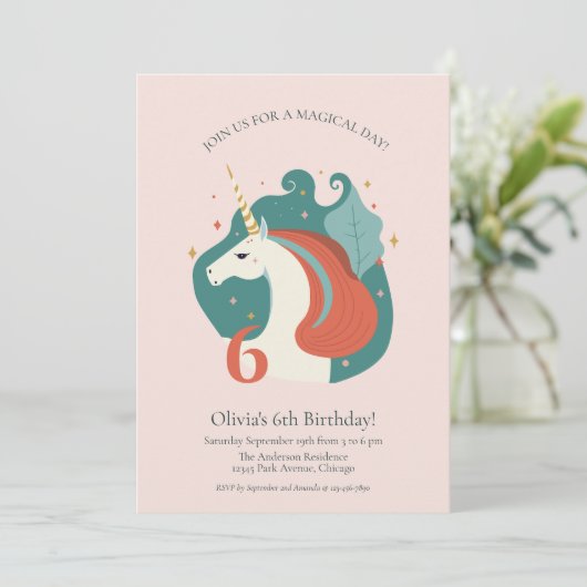 Magische Unicorn Birthday Kaart (Staand voorkant)