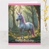 Magische Unicorn Birthday Kaart (Gele Bloem)