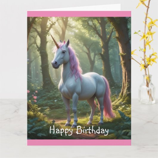 Magische Unicorn Birthday Kaart (Gele Bloem)