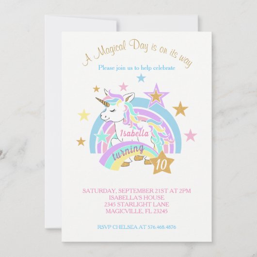 Magische Unicorn Birthday Kaart (Voorkant)