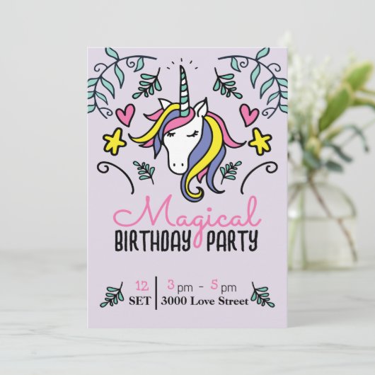 Magische Unicorn Birthday Kaart (Staand voorkant)