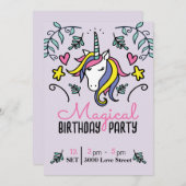 Magische Unicorn Birthday Kaart (Voorkant / Achterkant)