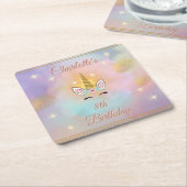 Magische Unicorn Birthday Kartonnen Onderzetters (Schuin)