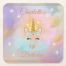 Magische Unicorn Birthday Kartonnen Onderzetters