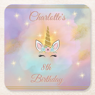 Magische Unicorn Birthday Kartonnen Onderzetters