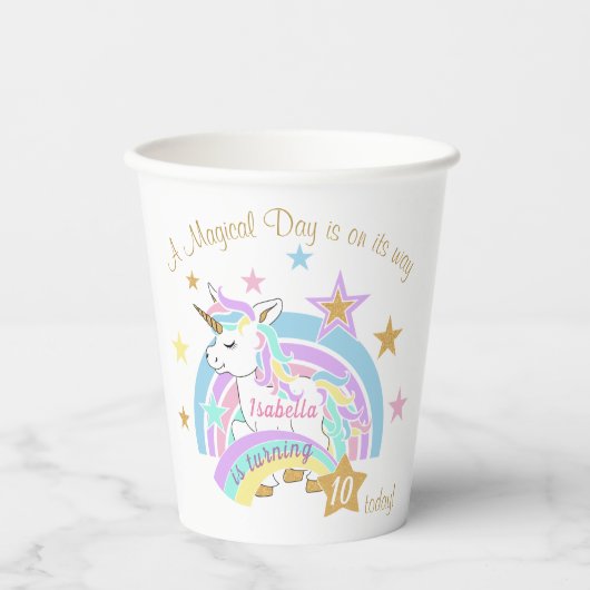 Magische Unicorn Birthday Papieren Bekers (Voorkant)